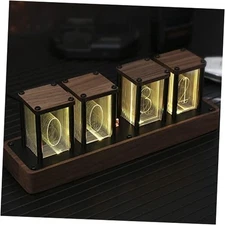 Nixie Tube Clock Walnut Digital Clock, Support Wi-Fi Time SYNC, Alarm & Brown