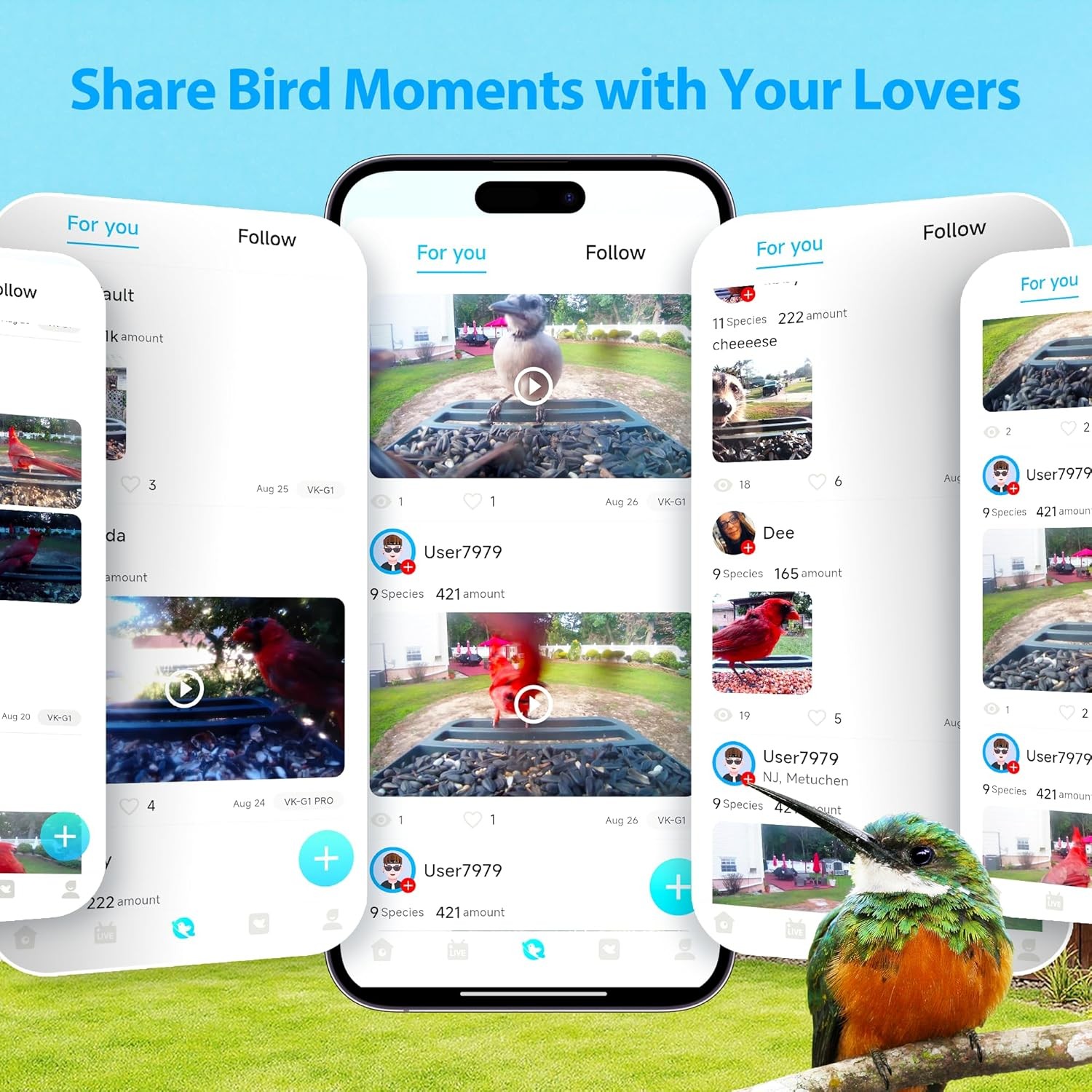 Smart Bird Feeder with Camera Solar Powered,4K Transparent Black 