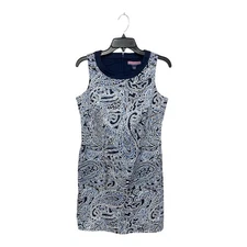 Vineyard Vines | Blue White Round Neck Sleeveless Mini Sheath Paisley Dress 6