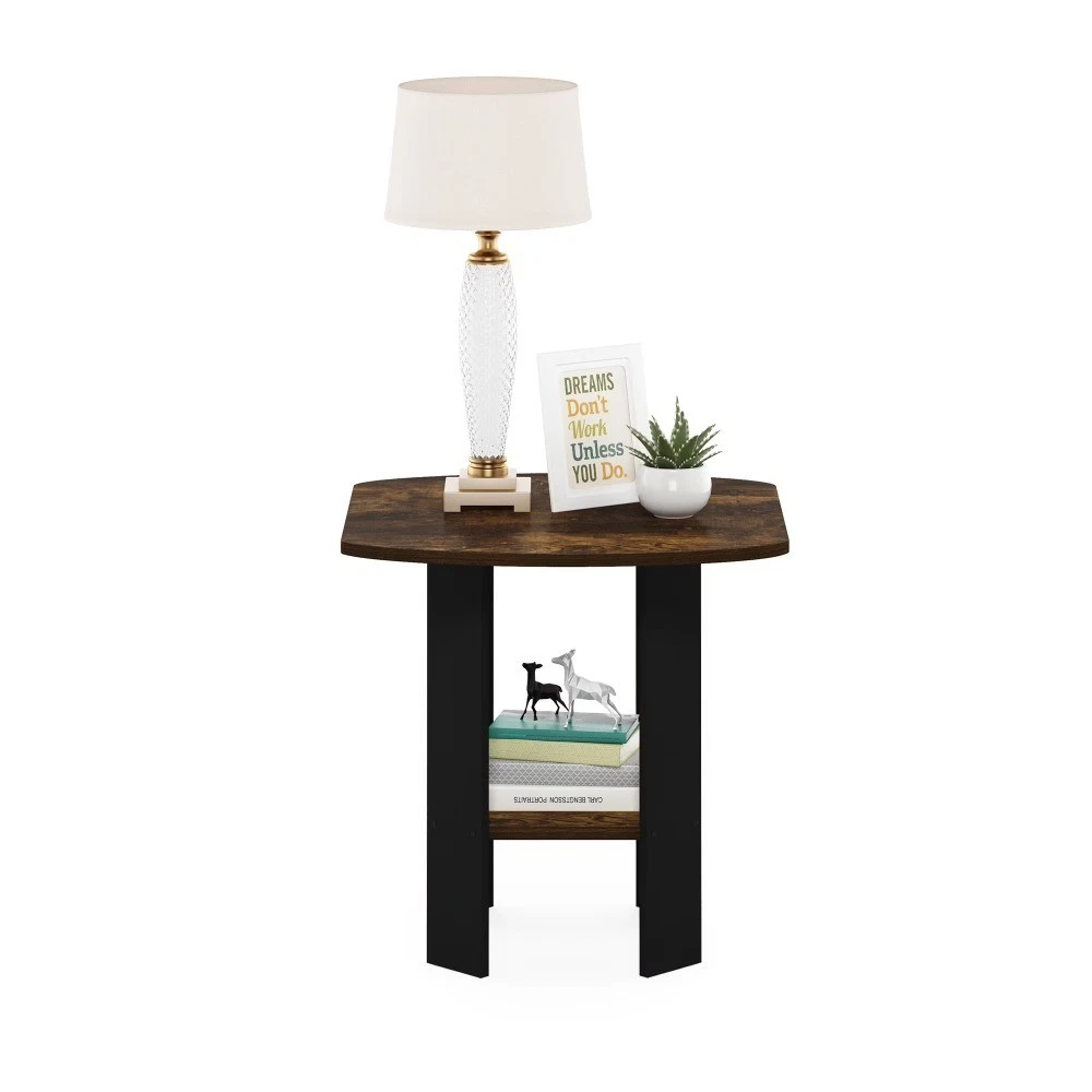 Simple Design End Side Table Amber Pine Black - thumbnail 5