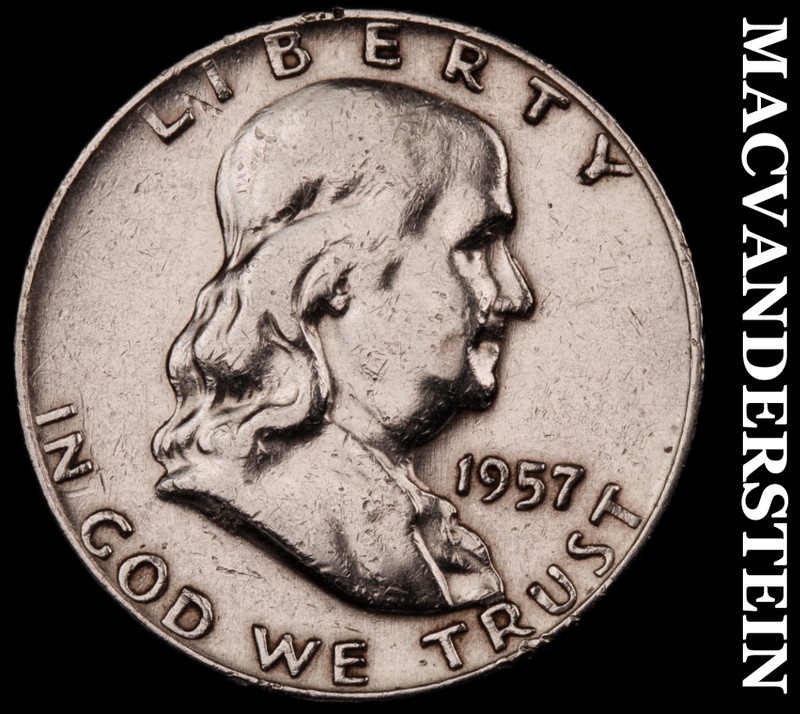 1957-D Silver Franklin Half Dollar - Scarce  Better Date  No Reserve  #M623