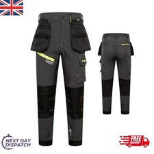 Men's Waterproof Cargo Work Trouser Holster Pockets Heavy Duty Workwear Pants UK