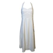 Lulus This is Bliss White Halter Midi Dress Medium Side Slit Rehearsal Coastal
