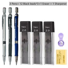 Mechanical Pencil Set 2.0 Mm with 2B Black/Co...