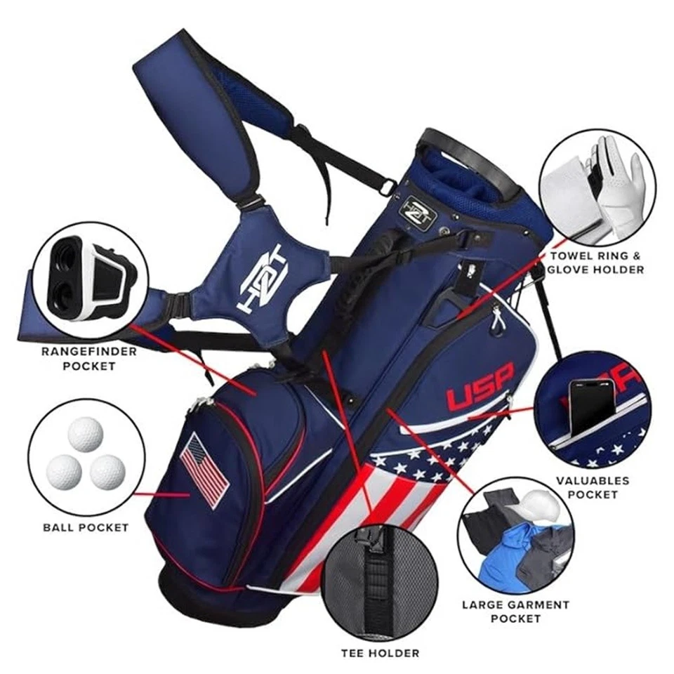 NUEVO Hot-Z Golf EE. UU. Bandera Soporte Bolsa 14 Vías Superior - Elige la Bandera Foto 4 de 4