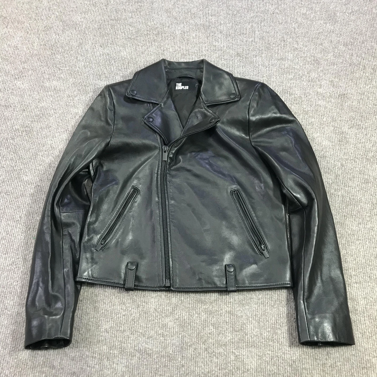 The Kooples Leather Jacket Womens 1 Black Biker Moto Full Zip Lambskin