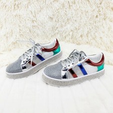 Jessi Bling Woman's Rhinestone Fashion Sneaker Silver 7-11