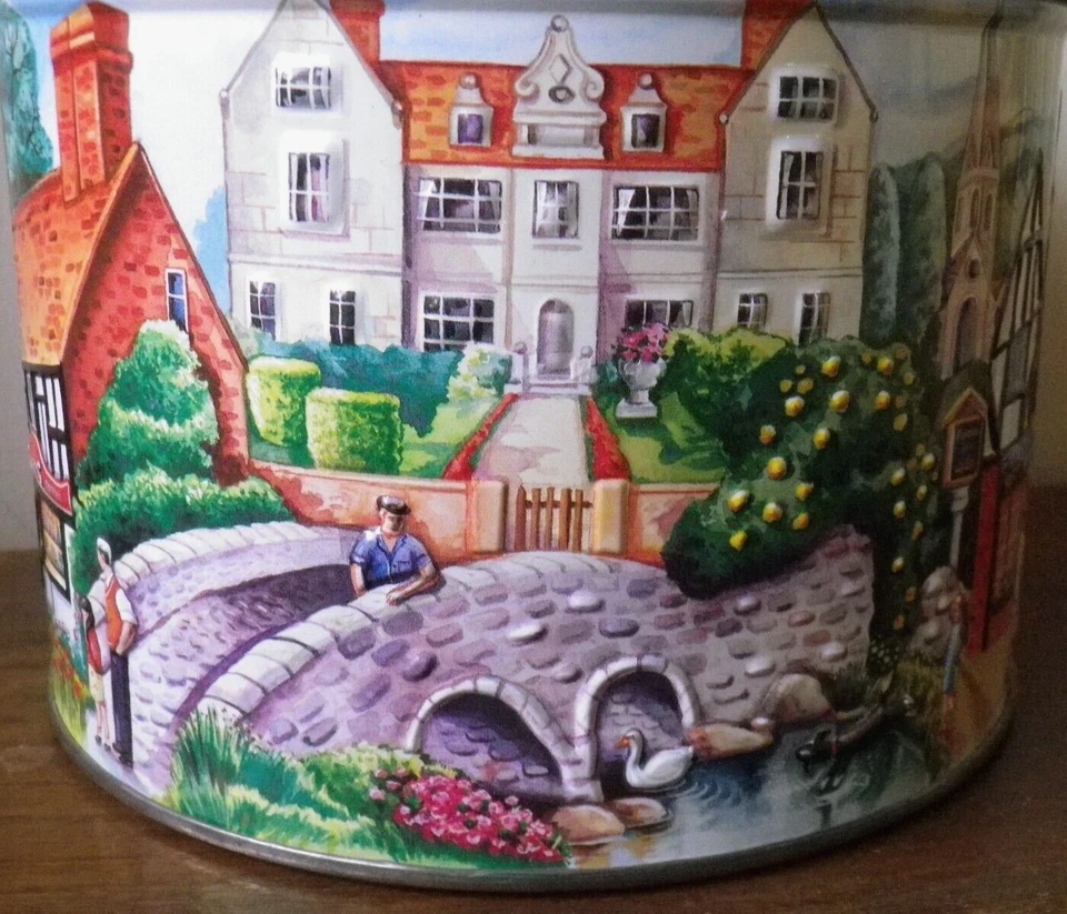 Boîte à biscuits Anglaise the Swan Pub en métal repoussé. The old mill, Butchers - Photo 3/4