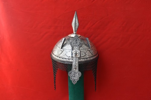 Vintage Style silver damascened Mughal Islamic Ottoman Quranic Helmet Khula Khud - Picture 7 of 10