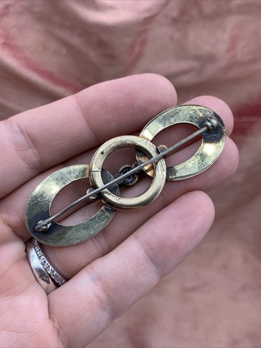 Vintage HSB, Harry S. Bick 12kt Gold Filled 11.5g Brooch Modernist Aquamarine - Foto 3 di 15