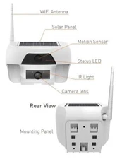 Solar Power Wireless Outdoor WIFI IP Surveillance Camera CCTV System 3.6mm Lens