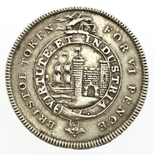 Token Bristol Sixpence Silver Somerset 1811