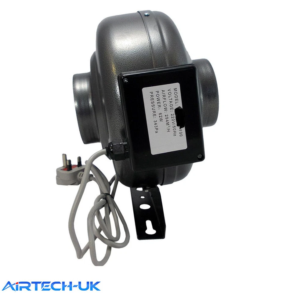 Inline Kanalabzieher Ventilator Hydrokultur Lüftung Küche Industrie Stahlkörper - Bild 2 von 4