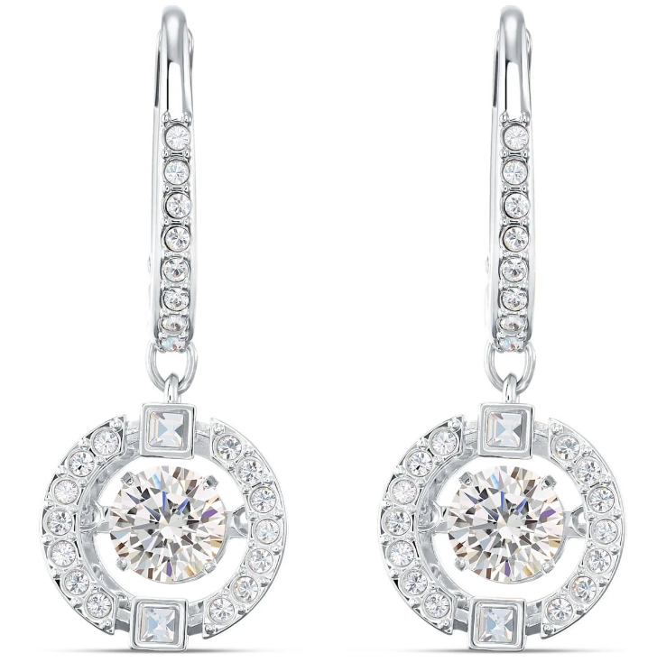 Swarovski Sparkling Danceドロップピアス 5504652 Swarovski Sparkling Dance Drop Earrings Round Cut Rhodium Plated