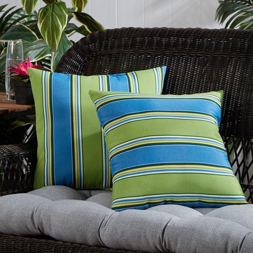 Greendale Home Fashions Outdoor 17-inch Square Throw Pillow, Set of 2, Belize... - Picture 2 of 6