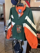 Rare Vintage Miami Hurricanes Starter Jacket Zip Hooded Big Logo Hoodie Retro Lg