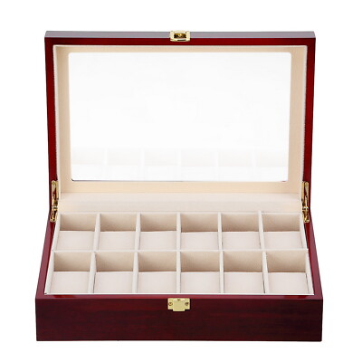 Uten 12 Grids Wooden Watch Box Storage Jewellery Display case for Men Women