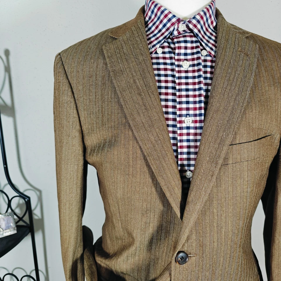 Hugo Boss Men's Sport Coat Blazer Two Button Herringbone Wool PASOLINI US 40L - Image 4 of 4