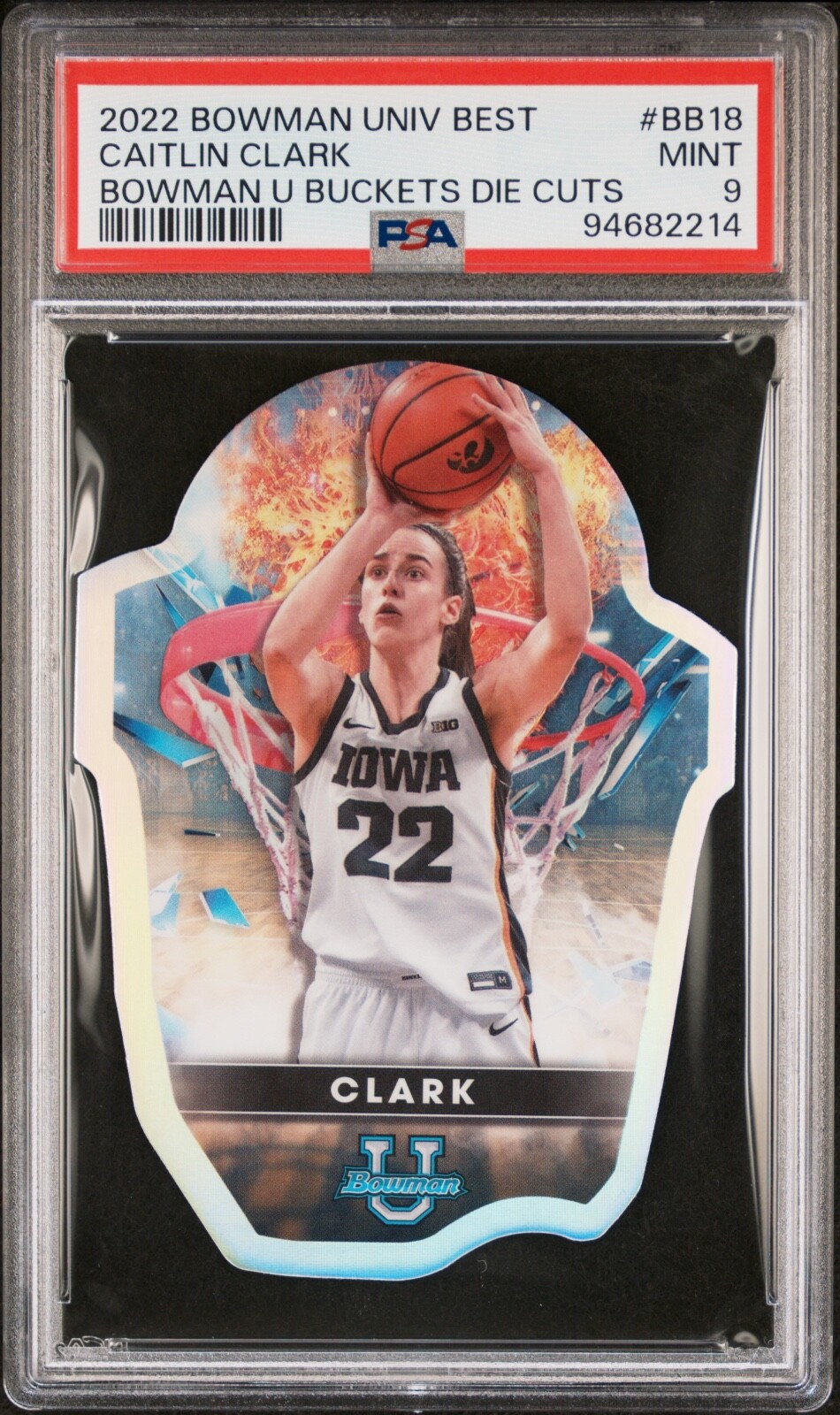 2022-23 Bowman Univ. Best Caitlin Clark Buckets Die-Cut #BB-18 [PSA 9]