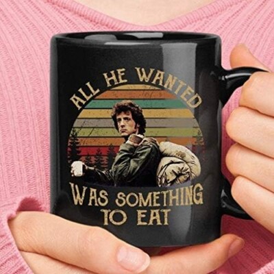 All He Wanted Was Something To Eat Vintage Black Mug 11oz