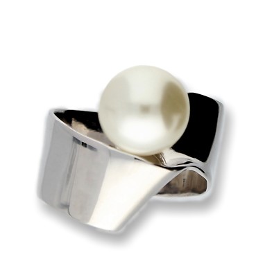 Design 925 Silber RING mit SWAROVSKI Perle, Weiß, White Pearl, SEHR EDEL