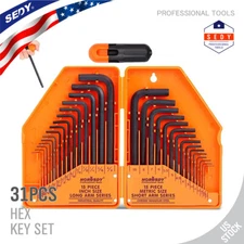 Allen Wrench Hex Key Set 31pc Set METRIC & SAE Standard Short Long Arm CrV Steel