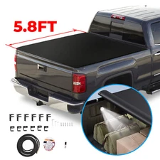 For 2007-2024 GMC Sierra Chevy Silverado 1500 Roll Up 5.8 FT Bed Tonneau Cover