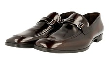 PRADA Leather Loafer Logo Dress Shoes - 2DC100 - Brown - NEW -  US 9.5 EU 42,5