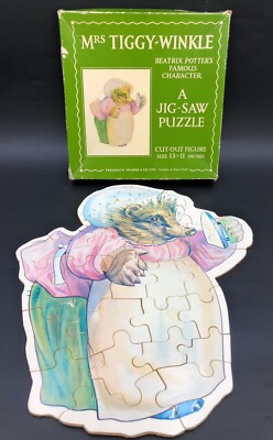 Vintage Beatrix Potter Mrs Tiggy Winkle Holzpuzzle 13 x 11 Zoll Originalverpackt
