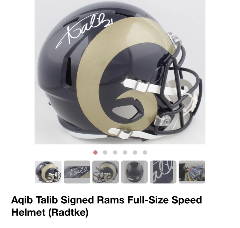 Casco Aqib Talib autografiado firmado tamaño completo (RADTKE) LA Rams JSA Foto 2 de 4