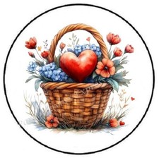 WATERCOLOR BASKET VALENTINES DAY ENVELOPE ENVELOPE SEALS LABELS STICKERS FAVORS