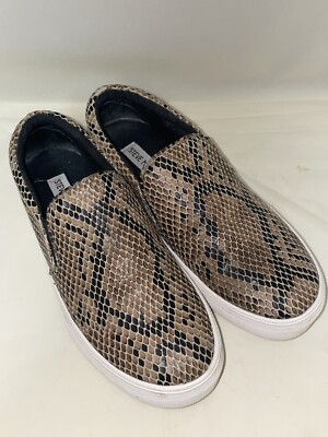 Steve Madden Women's Slip On Casual Loafer Shoes -Bone Snake Leather Size 
