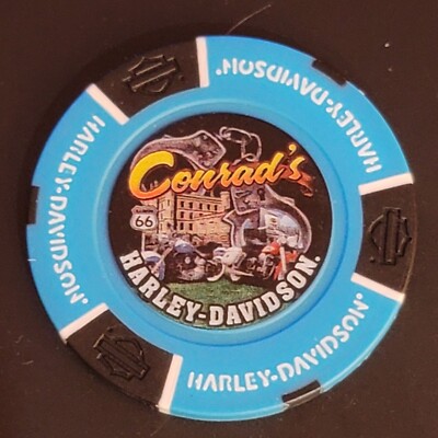 CONRAD's HD ~ ILLINOIS ~ (Biker Blue Full Color D2) Harley Davidson Poker Chip