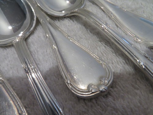 early 20th c silver-plated 12 dessert spoons Christofle Rubans Louis XVI 18,7cm - Picture 7 of 11