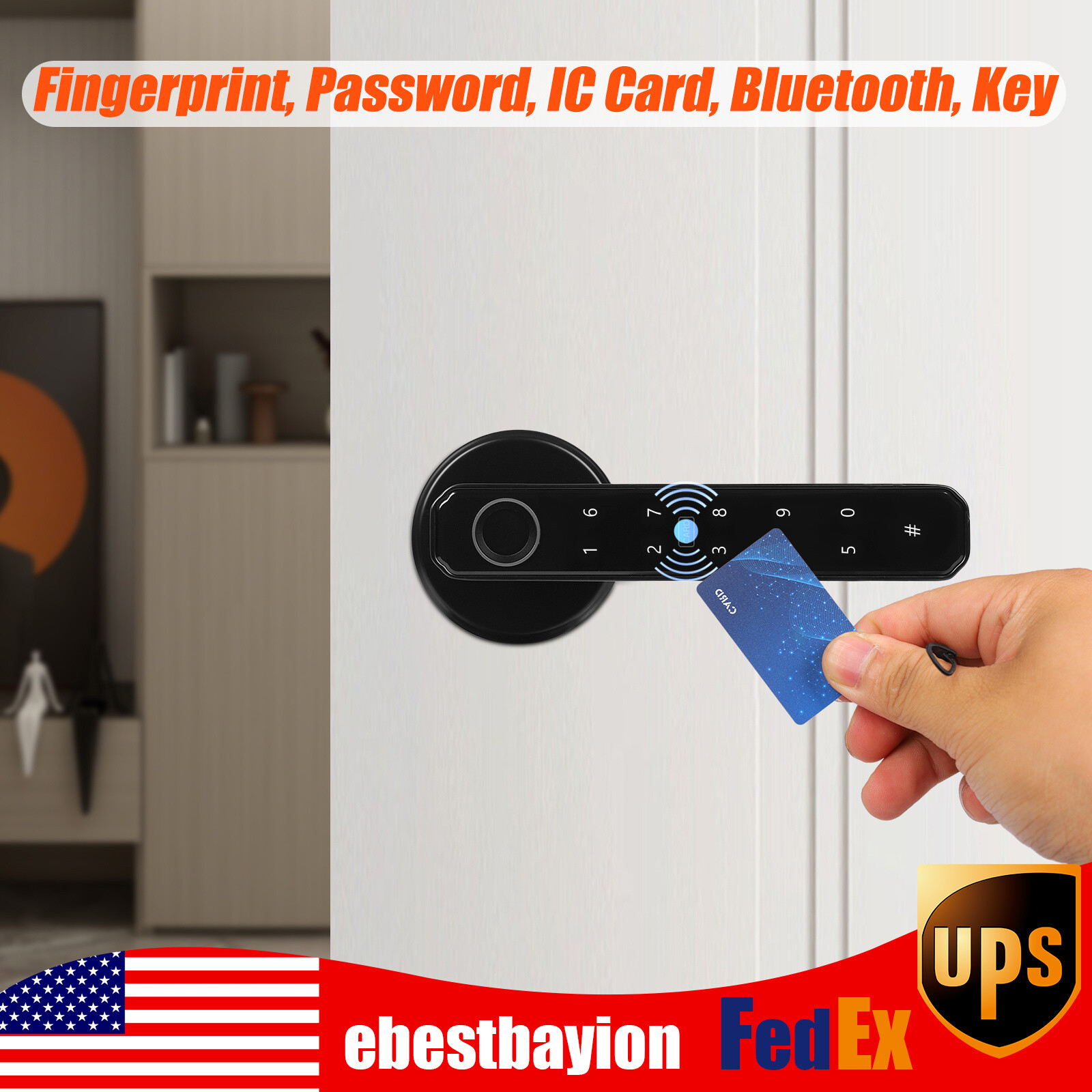 Smart Keypad Fingerprint Bluetooth & IC Card Door Lock Handle