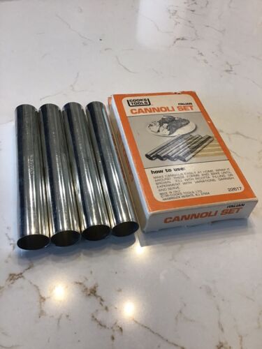 NOS 4 Pack 5” Stainless Steel Cannoli Form Pastry Mascarpone Tubes Cooks Tools