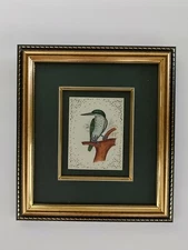 Hand Painted King Fisher, Fine Bird Miniature Painting India Art Synthetic Ivory