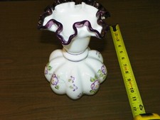 Fenton 8"  Amethyst Purple Plum Crest Melon Vase Hand Painted- --LAST 30 DAYS