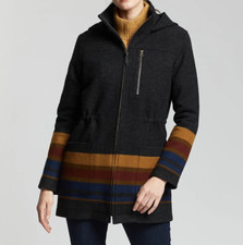 Nwt Pendleton $469 Gray Yakima Blanket Stripe Wool Parka Jacket Coat Women's Xxl