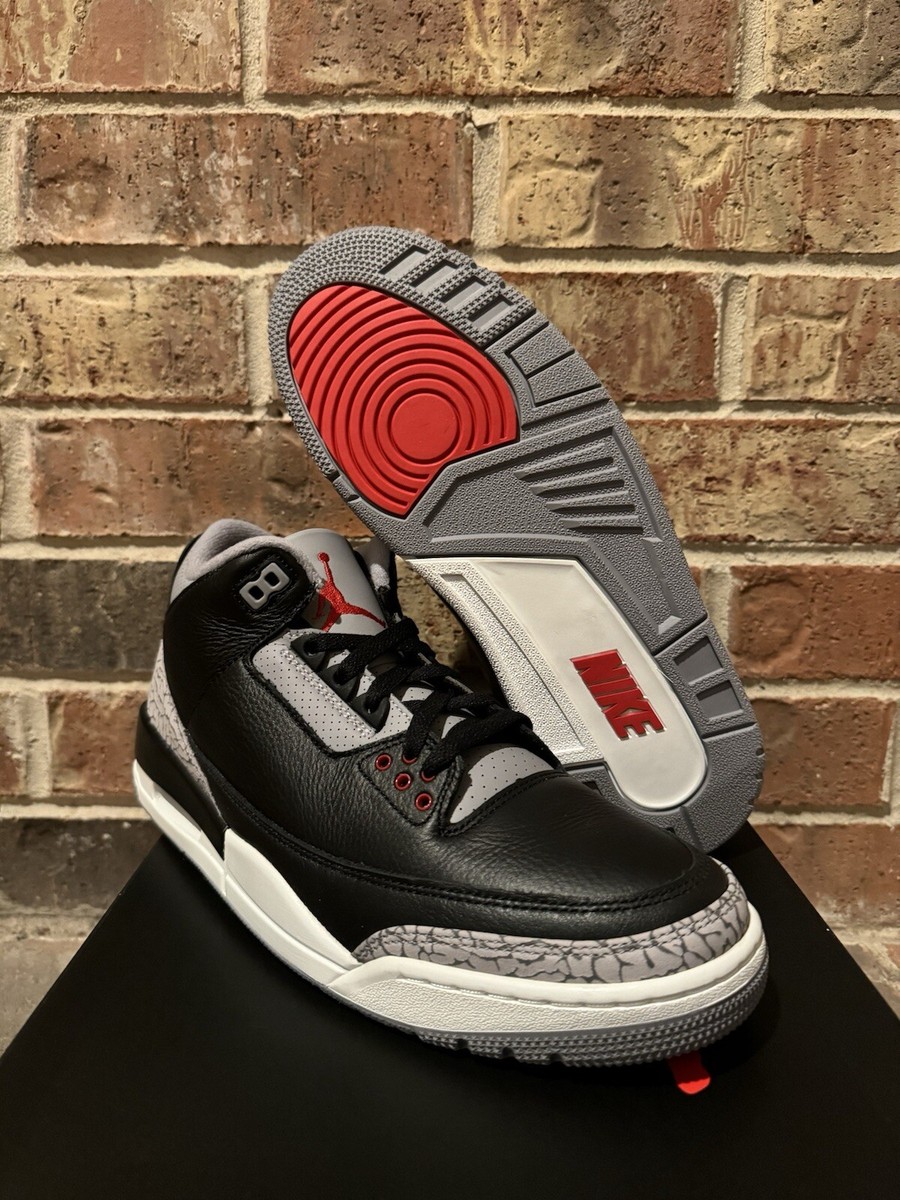 New 10 Nike Air Jordan 3 Retro Black Cement Reimagined Sneakers