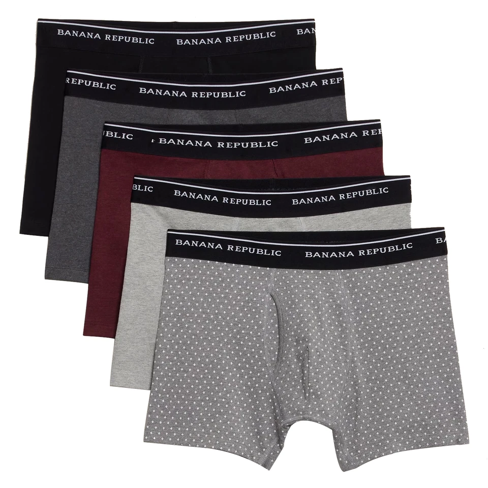 Calzoncillos boxer Banana Republic grandes para hombre 5 pares rojo negro gris Foto 2 de 3