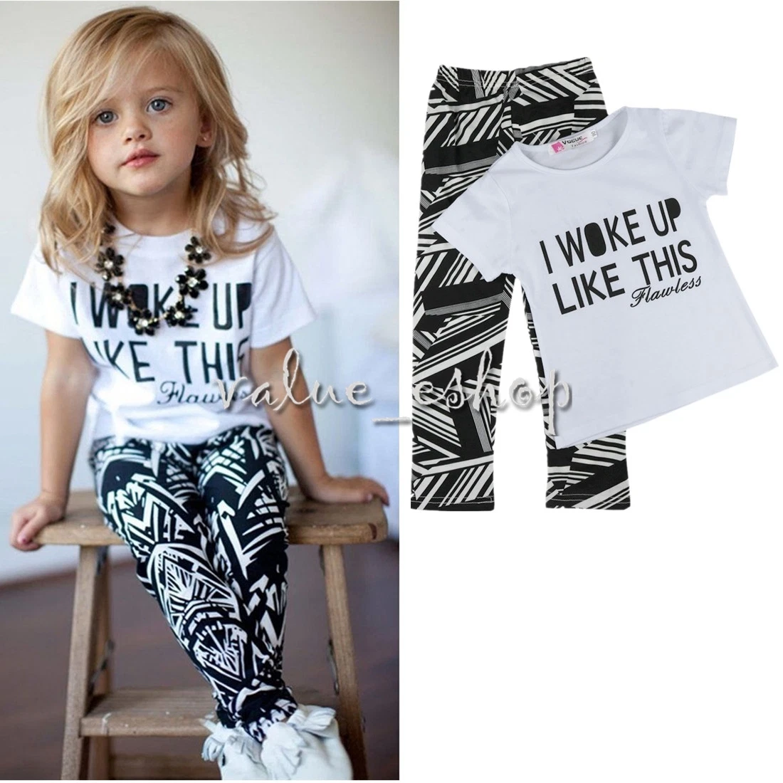 2pcs Baby Girl Letter Print Short-sleeve Romper and Pants Set