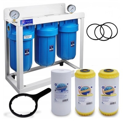 Aquafilter 3 Stufen 10'' Big Blue Wasseraufbereiter und Enthärtungsfilter Set