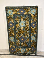 Vintage Hand Embroidered Suzani Textile: Central Asian Bohemian Wall Hanging