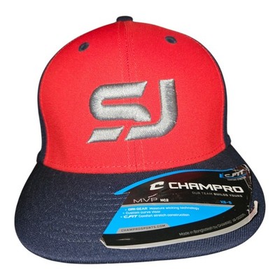 Champro SJ Fitted Baseball Cap Hat Red Navy HC2 C-Fit Stretch XS-S New