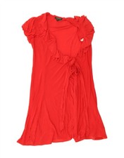 RALPH LAUREN Womens Ruffle Wrap Dress US 10 Large Red Polyester WU10