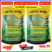Eucalyptus Body  Face Wipes 2-Pack 60ct   Refreshing Travel Cleansing Towelette