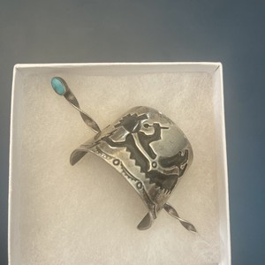 Vintage Native American Turquoise Hair Barrette Sterling Silver Hopi OLD PAWN