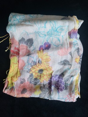 Schal, Esprit, Leinen, Floral, Beige, Pastell, Neu