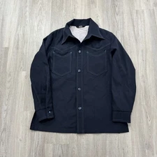 Vintage JCPenney Button Shirt Men's Large Blue Long Sleeve 70s 80s Preppy 